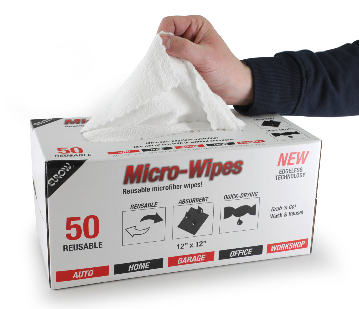 Eurow Micro Wipe Reusable Microfibre Towels (Pack Of 50)